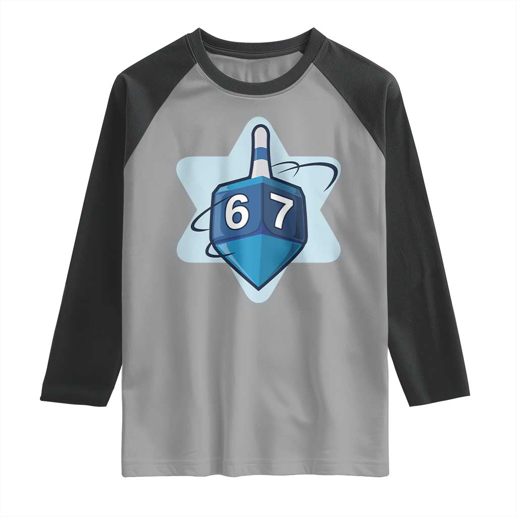 Funny Hanukkah 67 Raglan Shirt Six Seven Meme Dreidel Star Of David TS11 Sport Gray Black Print Your Wear