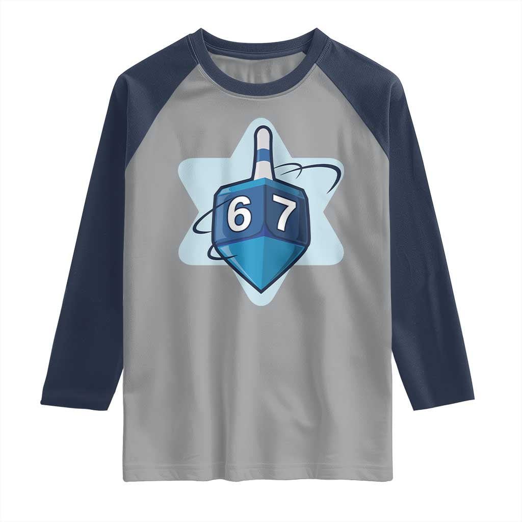 Funny Hanukkah 67 Raglan Shirt Six Seven Meme Dreidel Star Of David TS11 Sport Gray Navy Print Your Wear