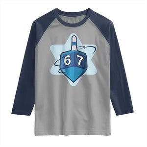Funny Hanukkah 67 Raglan Shirt Six Seven Meme Dreidel Star Of David TS11 Sport Gray Navy Print Your Wear