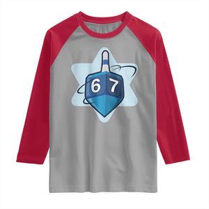 Funny Hanukkah 67 Raglan Shirt Six Seven Meme Dreidel Star Of David TS11 Sport Gray Red Print Your Wear