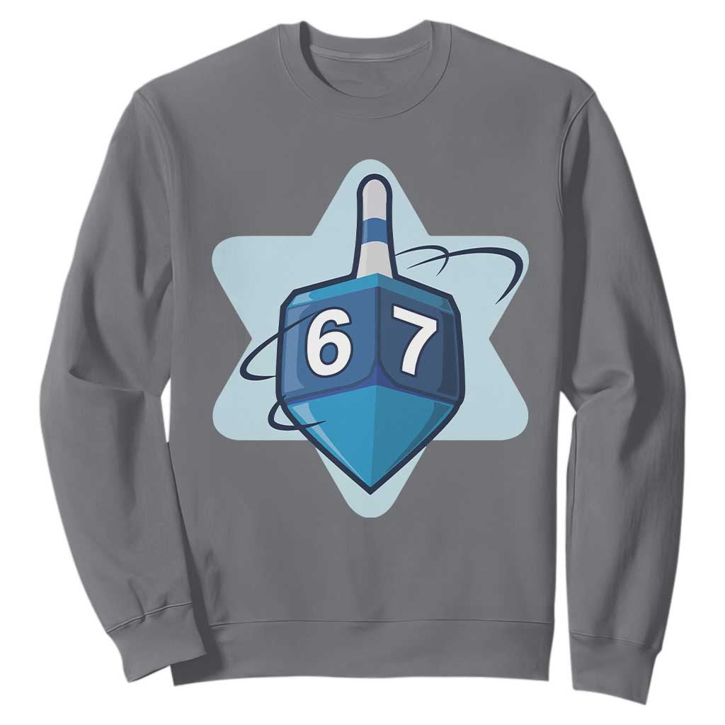 Funny Hanukkah 67 Sweatshirt Six Seven Meme Dreidel Star Of David TS11 Charcoal Print Your Wear