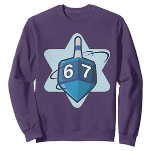 Funny Hanukkah 67 Sweatshirt Six Seven Meme Dreidel Star Of David TS11 Purple Print Your Wear
