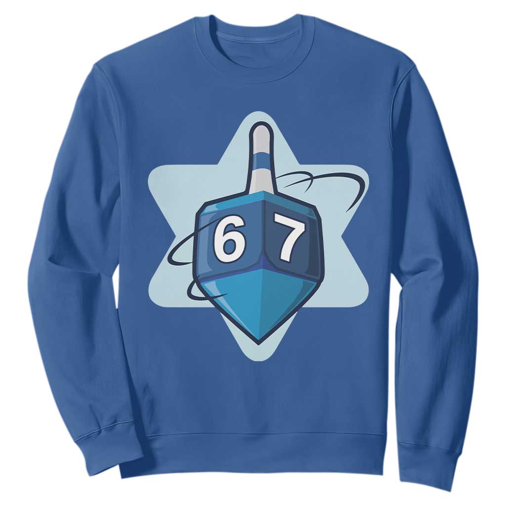 Funny Hanukkah 67 Sweatshirt Six Seven Meme Dreidel Star Of David TS11 Royal Blue Print Your Wear