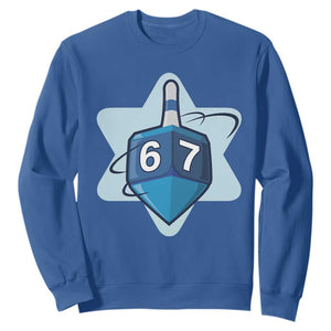 Funny Hanukkah 67 Sweatshirt Six Seven Meme Dreidel Star Of David TS11 Royal Blue Print Your Wear