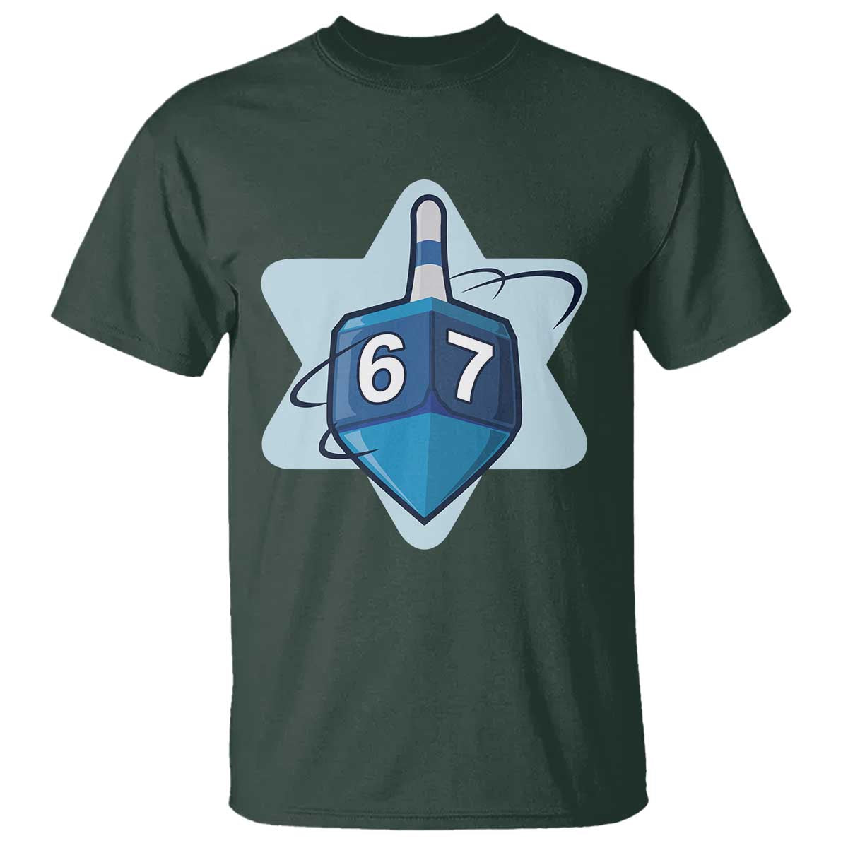 Funny Hanukkah 67 T Shirt Six Seven Meme Dreidel Star Of David TS11 Dark Forest Green Print Your Wear