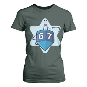 Funny Hanukkah 67 T Shirt For Women Six Seven Meme Dreidel Star Of David TS11 Dark Forest Green Print Your Wear
