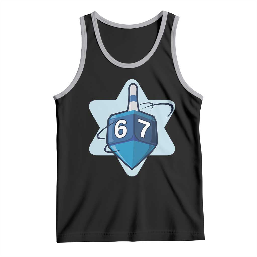 Funny Hanukkah 67 Tank Top Six Seven Meme Dreidel Star Of David TS11 Black Athletic Heather Print Your Wear