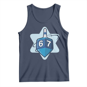 Funny Hanukkah 67 Tank Top Six Seven Meme Dreidel Star Of David TS11 Navy Print Your Wear