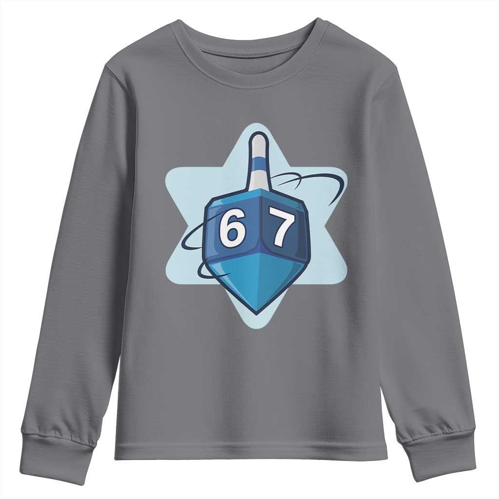 Funny Hanukkah 67 Youth Sweatshirt Six Seven Meme Dreidel Star Of David TS11 Charcoal Print Your Wear