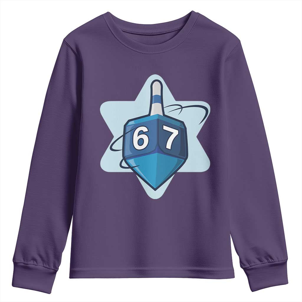 Funny Hanukkah 67 Youth Sweatshirt Six Seven Meme Dreidel Star Of David TS11 Purple Print Your Wear