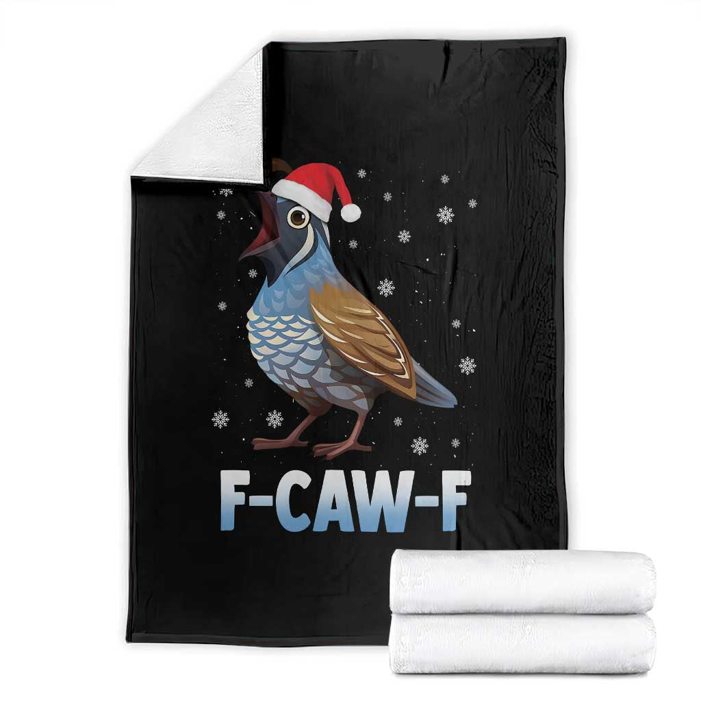 Funny F Caw F Quail Christmas Throw Blanket Cartoon Quail Bird Santa Hat Poultry Humor TS11 Black Print Your Wear