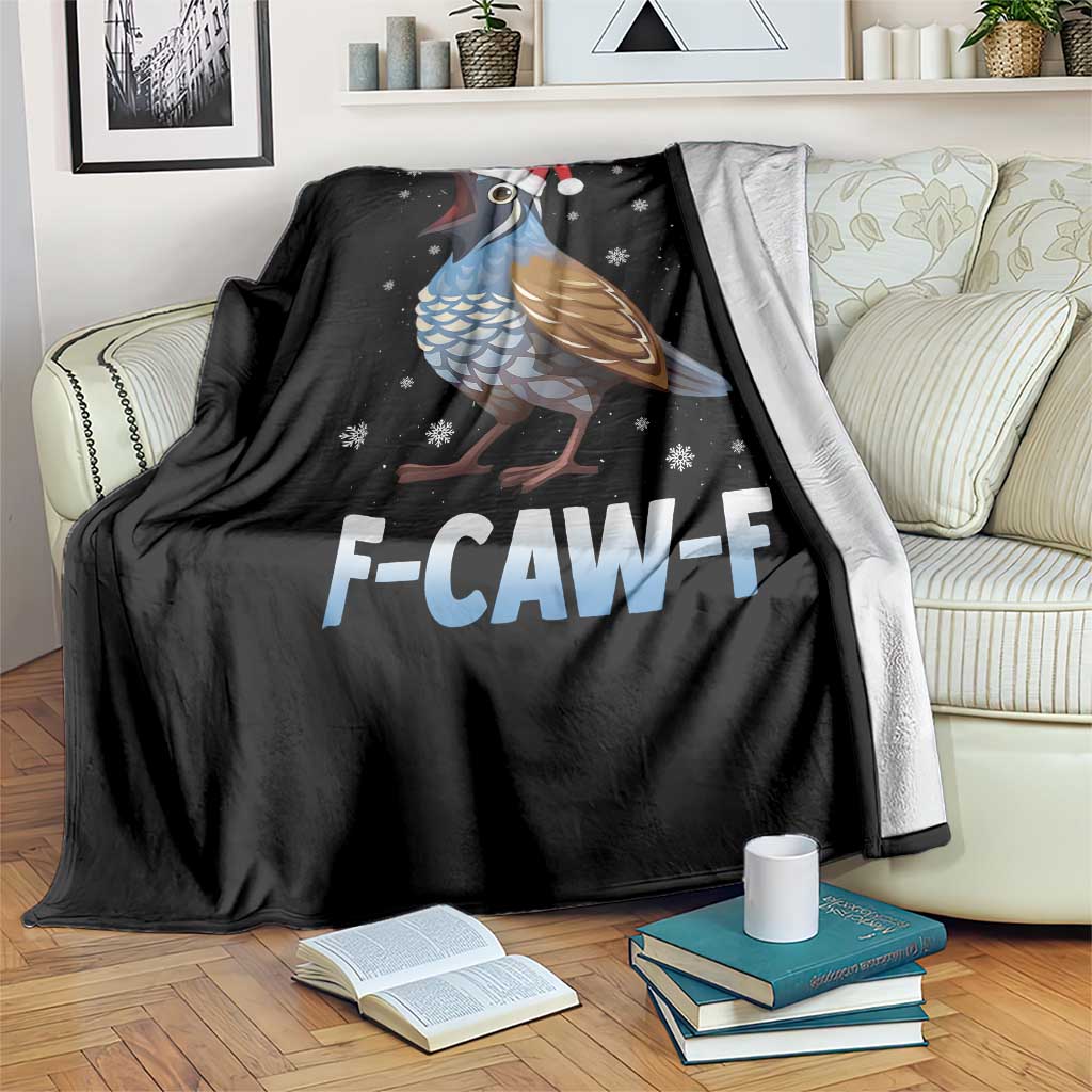 Funny F Caw F Quail Christmas Throw Blanket Cartoon Quail Bird Santa Hat Poultry Humor TS11 Print Your Wear