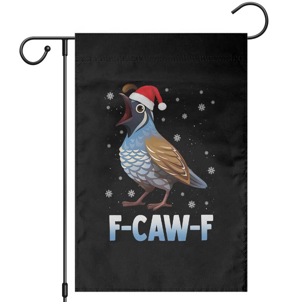 Funny F Caw F Quail Christmas Garden Flag Cartoon Quail Bird Santa Hat Poultry Humor TS11 Black Print Your Wear