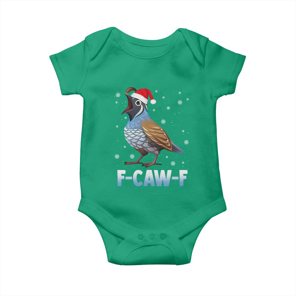 Funny F Caw F Quail Christmas Baby Onesie Cartoon Quail Bird Santa Hat Poultry Humor TS11 Irish Green Print Your Wear