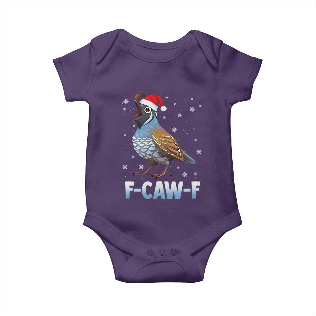 Funny F Caw F Quail Christmas Baby Onesie Cartoon Quail Bird Santa Hat Poultry Humor TS11 Purple Print Your Wear