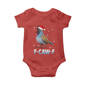 Funny F Caw F Quail Christmas Baby Onesie Cartoon Quail Bird Santa Hat Poultry Humor TS11 Red Print Your Wear