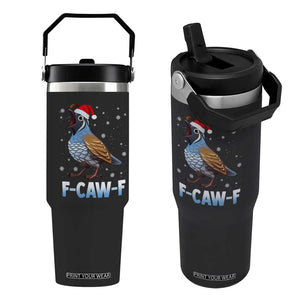 Funny F Caw F Quail Christmas Flip Straw Tumbler Cartoon Quail Bird Santa Hat Poultry Humor TS11 One Size: 30 oz Black Print Your Wear