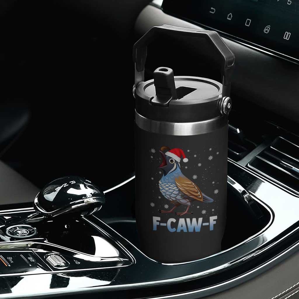 Funny F Caw F Quail Christmas Flip Straw Tumbler Cartoon Quail Bird Santa Hat Poultry Humor TS11 Print Your Wear