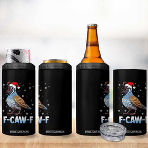 Funny F Caw F Quail Christmas 4 in 1 Can Cooler Tumbler Cartoon Quail Bird Santa Hat Poultry Humor TS11 Print Your Wear