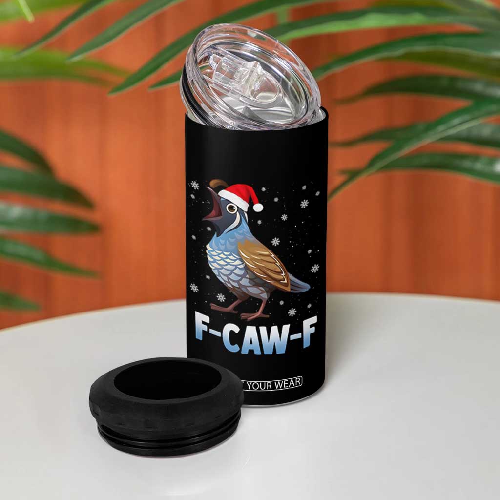 Funny F Caw F Quail Christmas 4 in 1 Can Cooler Tumbler Cartoon Quail Bird Santa Hat Poultry Humor TS11 Print Your Wear