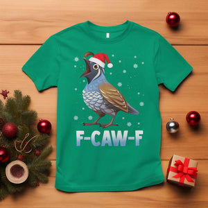 Funny F Caw F Quail Christmas T Shirt Cartoon Quail Bird Santa Hat Poultry Humor TS11 Irish Green Print Your Wear