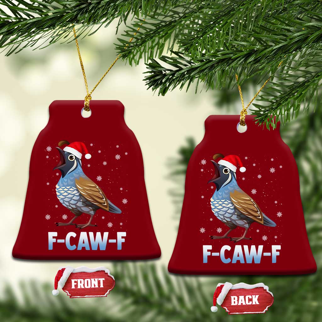 Funny F Caw F Quail Christmas Ceramic Ornament Cartoon Quail Bird Santa Hat Poultry Humor TS11 Print Your Wear
