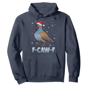 Funny F Caw F Quail Christmas Hoodie Cartoon Quail Bird Santa Hat Poultry Humor TS11 Navy Print Your Wear