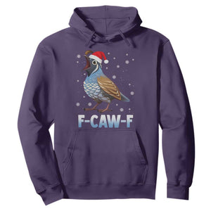 Funny F Caw F Quail Christmas Hoodie Cartoon Quail Bird Santa Hat Poultry Humor TS11 Purple Print Your Wear