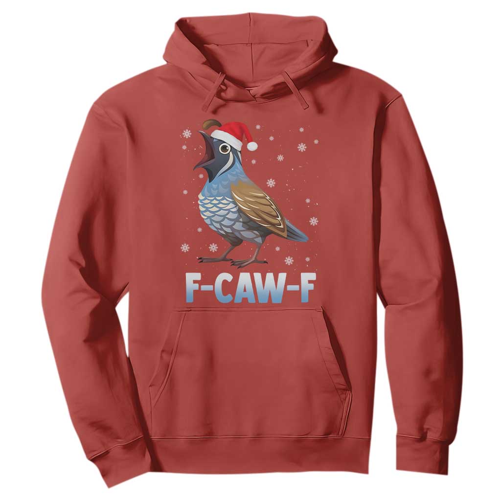 Funny F Caw F Quail Christmas Hoodie Cartoon Quail Bird Santa Hat Poultry Humor TS11 Red Print Your Wear