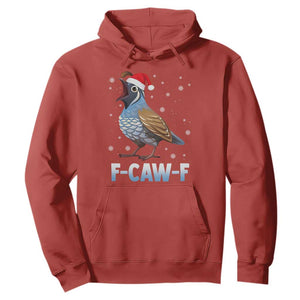 Funny F Caw F Quail Christmas Hoodie Cartoon Quail Bird Santa Hat Poultry Humor TS11 Red Print Your Wear