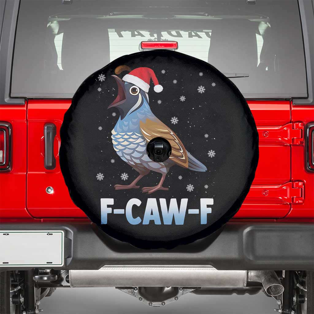 Funny F Caw F Quail Christmas Spare Tire Cover Cartoon Quail Bird Santa Hat Poultry Humor TS11 Black Print Your Wear
