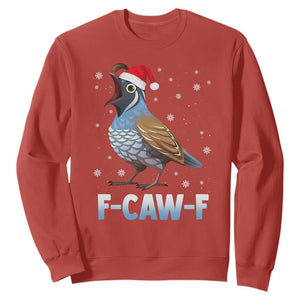 Funny F Caw F Quail Christmas Sweatshirt Cartoon Quail Bird Santa Hat Poultry Humor TS11 Red Print Your Wear