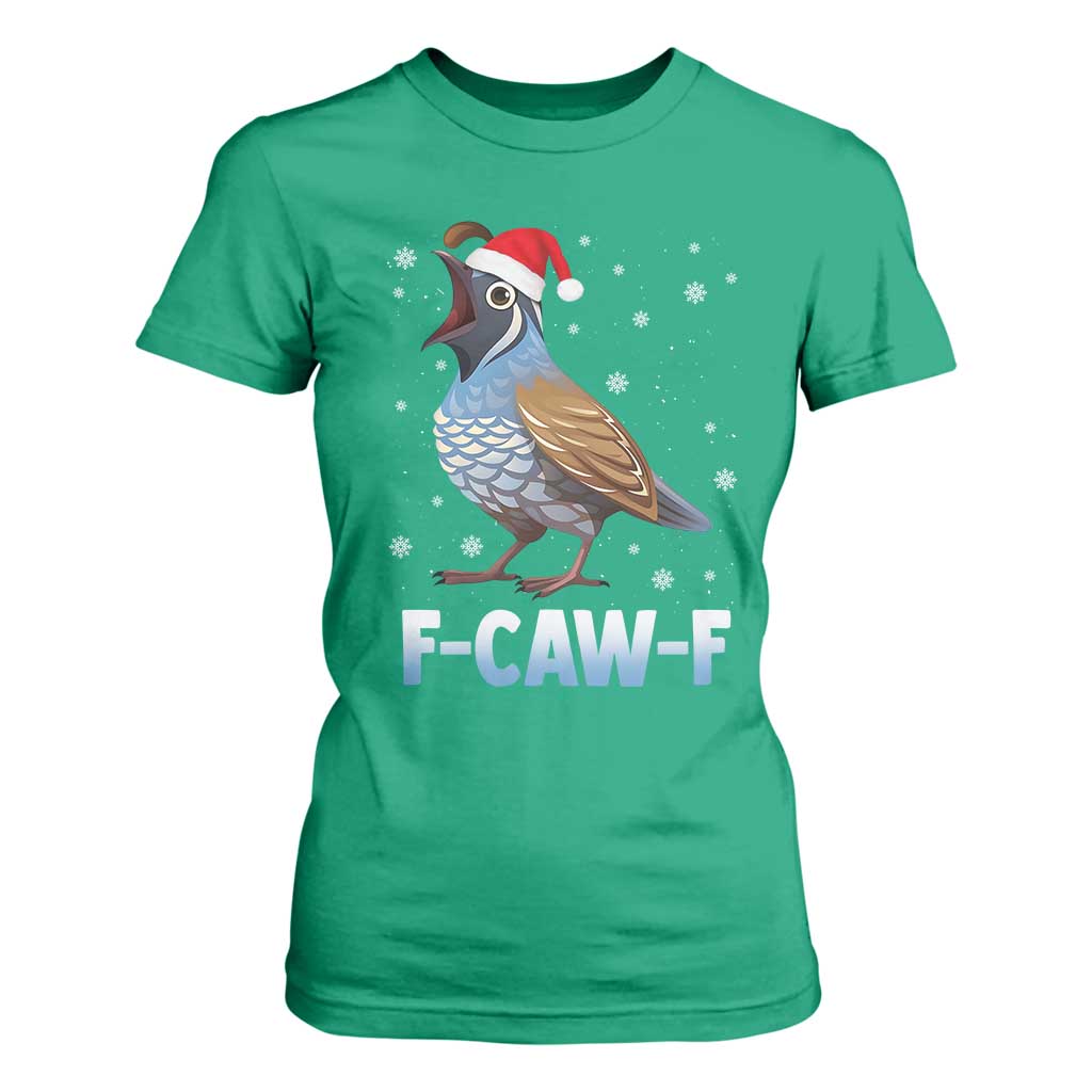 Funny F Caw F Quail Christmas T Shirt For Women Cartoon Quail Bird Santa Hat Poultry Humor TS11 Irish Green Print Your Wear