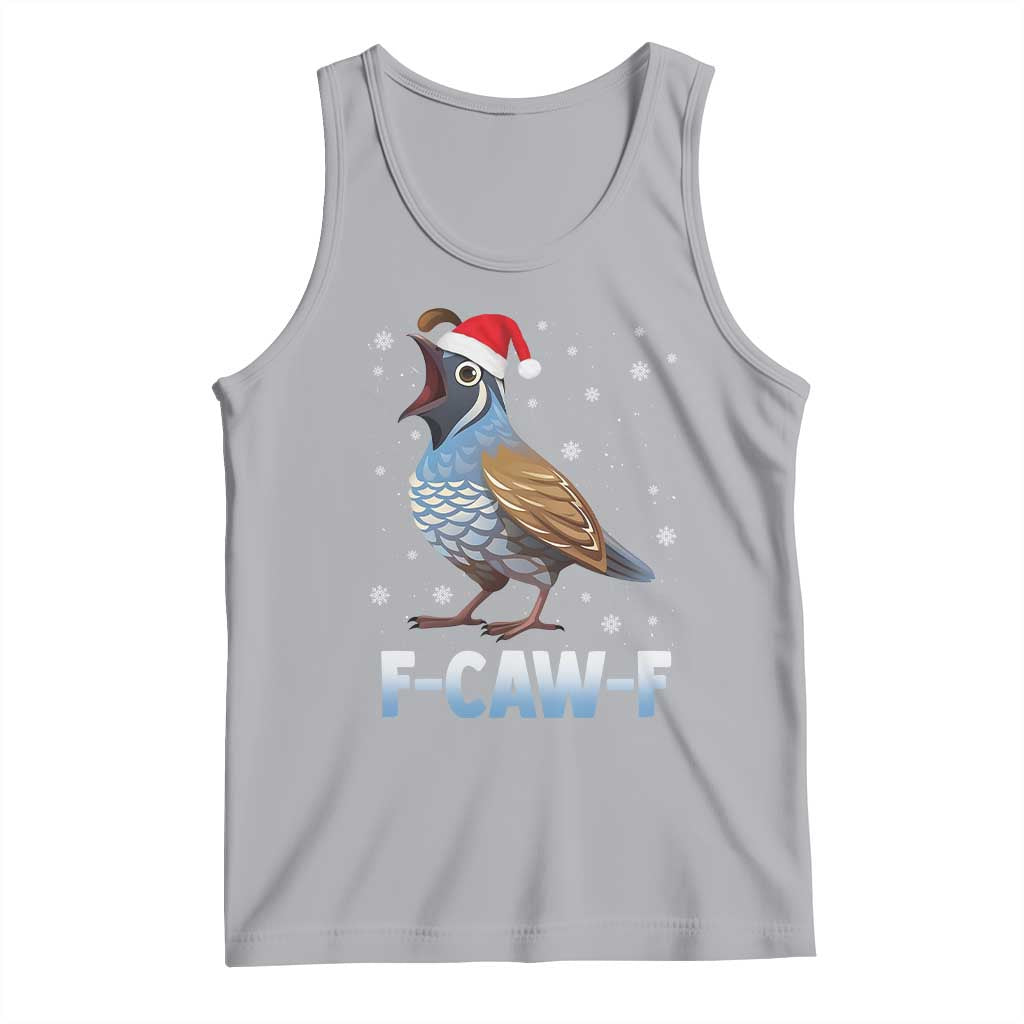 Funny F Caw F Quail Christmas Tank Top Cartoon Quail Bird Santa Hat Poultry Humor TS11 Athletic Heather Print Your Wear