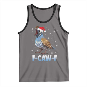 Funny F Caw F Quail Christmas Tank Top Cartoon Quail Bird Santa Hat Poultry Humor TS11 Deep Heather Black Print Your Wear