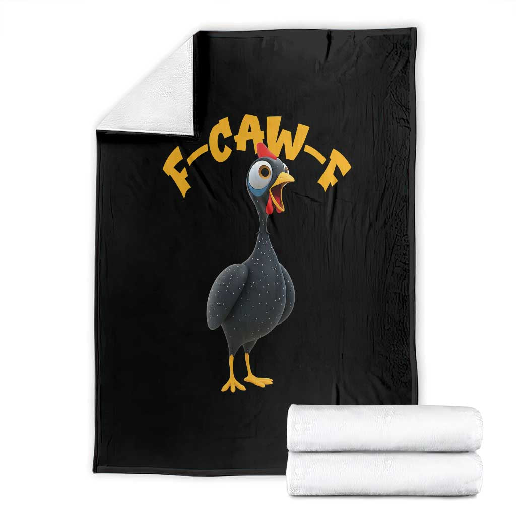Funny F Caw F Guinea Fowl Throw Blanket Cartoon Guinea Bird Poultry Humor TS11 Black Print Your Wear