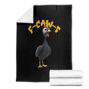 Funny F Caw F Guinea Fowl Throw Blanket Cartoon Guinea Bird Poultry Humor TS11 Black Print Your Wear