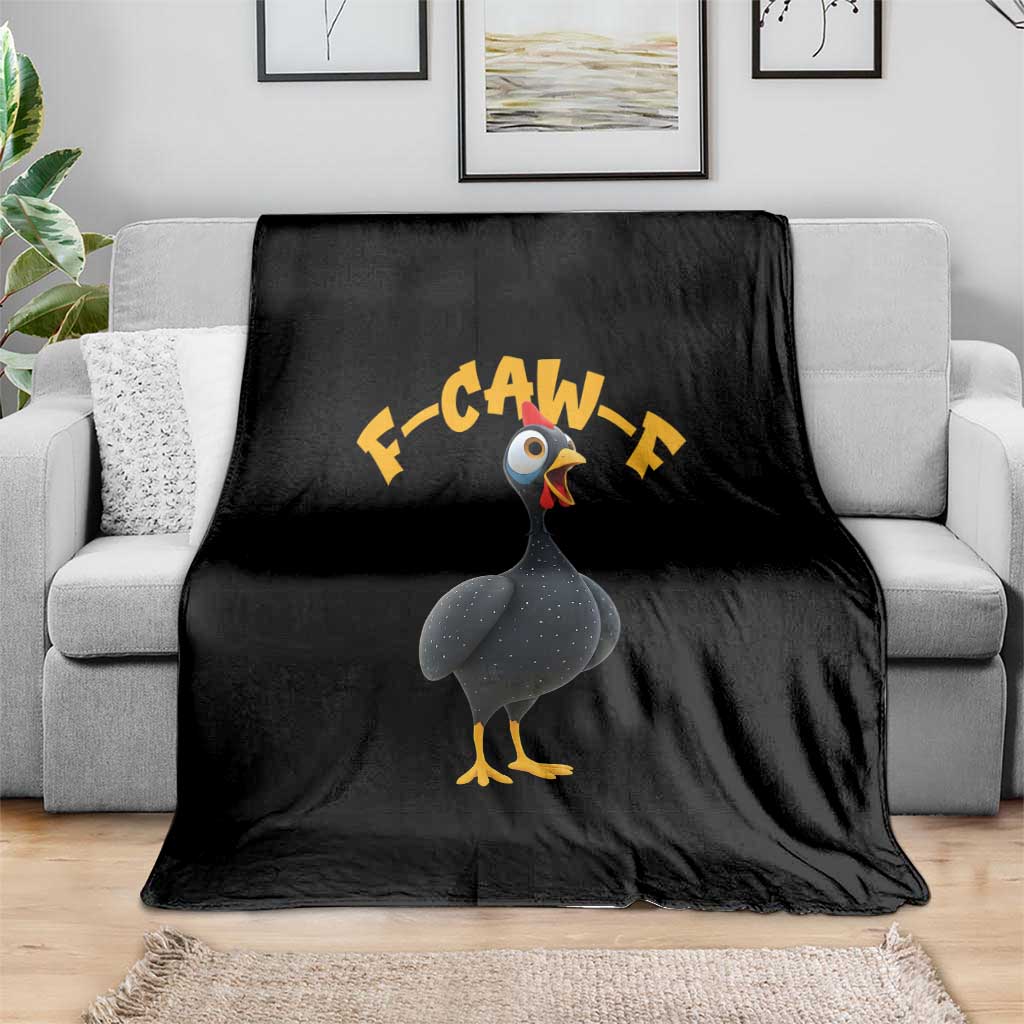 Funny F Caw F Guinea Fowl Throw Blanket Cartoon Guinea Bird Poultry Humor TS11 Print Your Wear