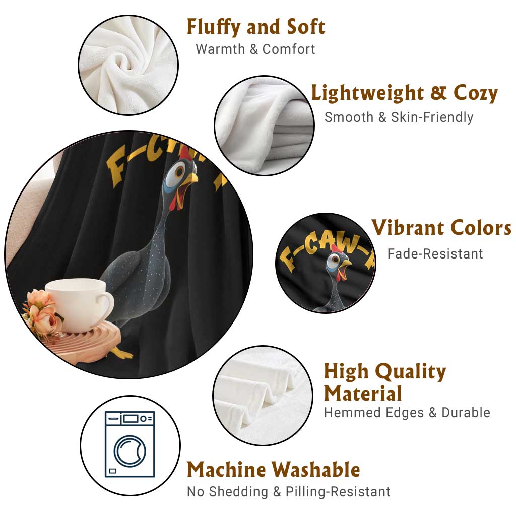 Funny F Caw F Guinea Fowl Throw Blanket Cartoon Guinea Bird Poultry Humor TS11 Print Your Wear