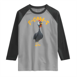 Funny F Caw F Guinea Fowl Raglan Shirt Cartoon Guinea Bird Poultry Humor TS11 Sport Gray Black Print Your Wear