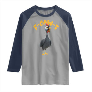 Funny F Caw F Guinea Fowl Raglan Shirt Cartoon Guinea Bird Poultry Humor TS11 Sport Gray Navy Print Your Wear