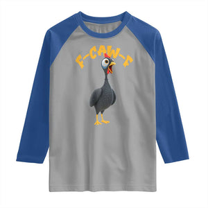 Funny F Caw F Guinea Fowl Raglan Shirt Cartoon Guinea Bird Poultry Humor TS11 Sport Gray Royal Print Your Wear