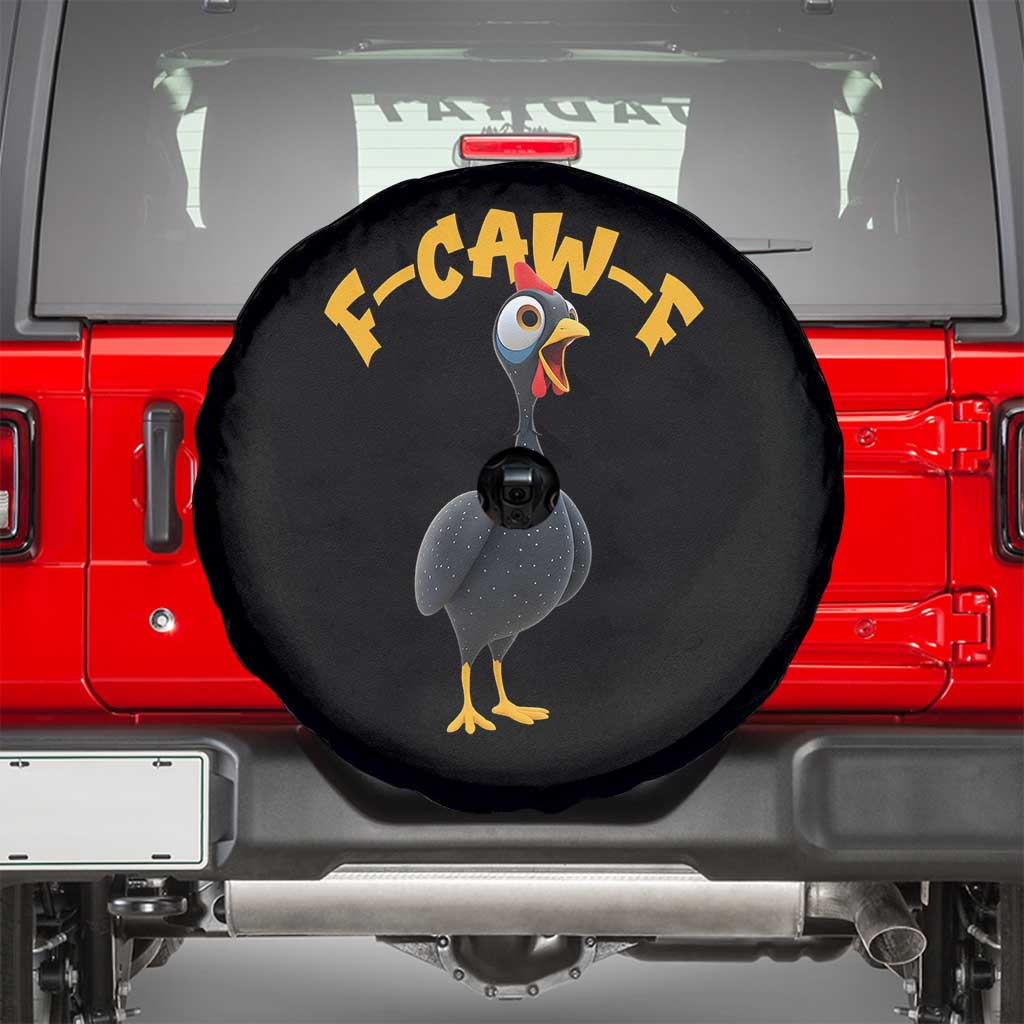 Funny F Caw F Guinea Fowl Spare Tire Cover Cartoon Guinea Bird Poultry Humor TS11 Black Print Your Wear