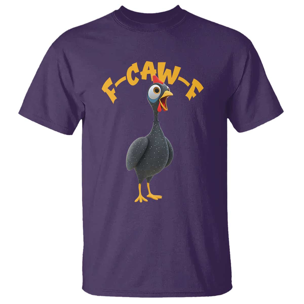 Funny F Caw F Guinea Fowl T Shirt Cartoon Guinea Bird Poultry Humor TS11 Purple Print Your Wear