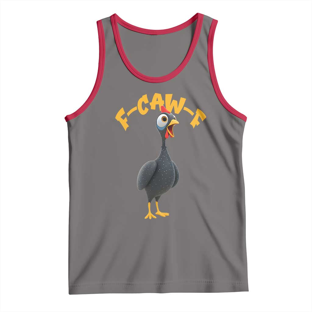 Funny F Caw F Guinea Fowl Tank Top Cartoon Guinea Bird Poultry Humor TS11 Deep Heather Red Print Your Wear