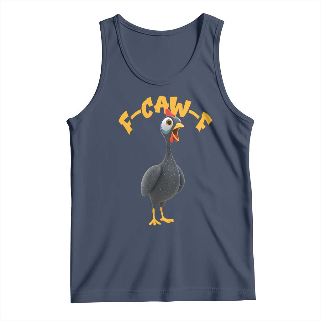 Funny F Caw F Guinea Fowl Tank Top Cartoon Guinea Bird Poultry Humor TS11 Navy Print Your Wear