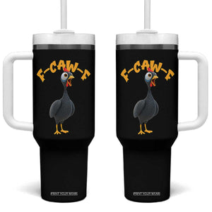 Funny F Caw F Guinea Fowl Tumbler With Handle Cartoon Guinea Bird Poultry Humor TS11 One Size: 40 oz Black Print Your Wear