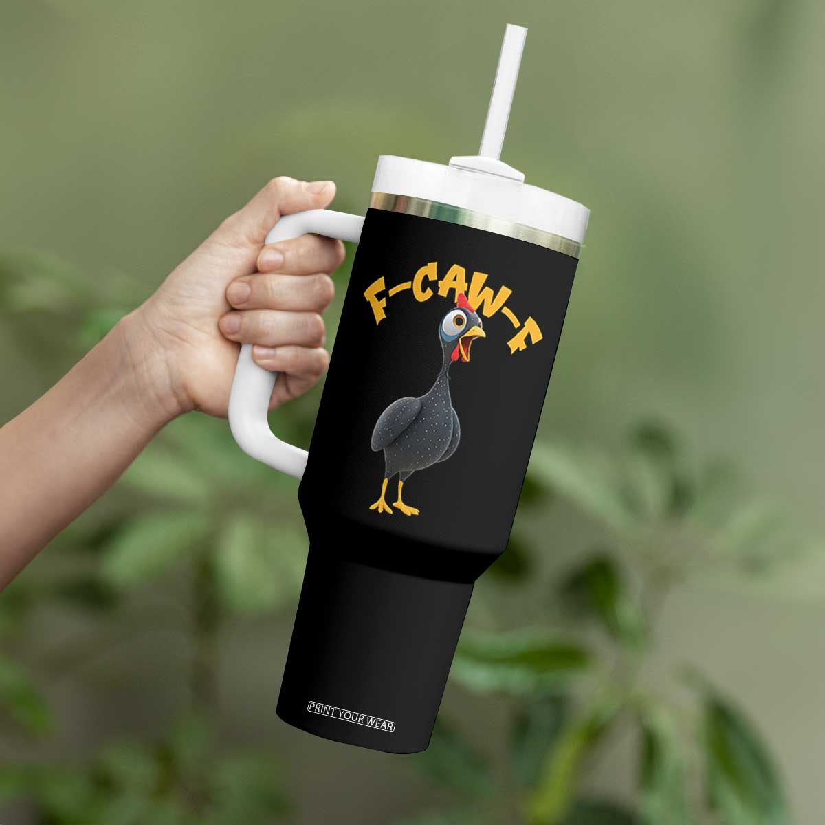 Funny F Caw F Guinea Fowl Tumbler With Handle Cartoon Guinea Bird Poultry Humor TS11 Print Your Wear