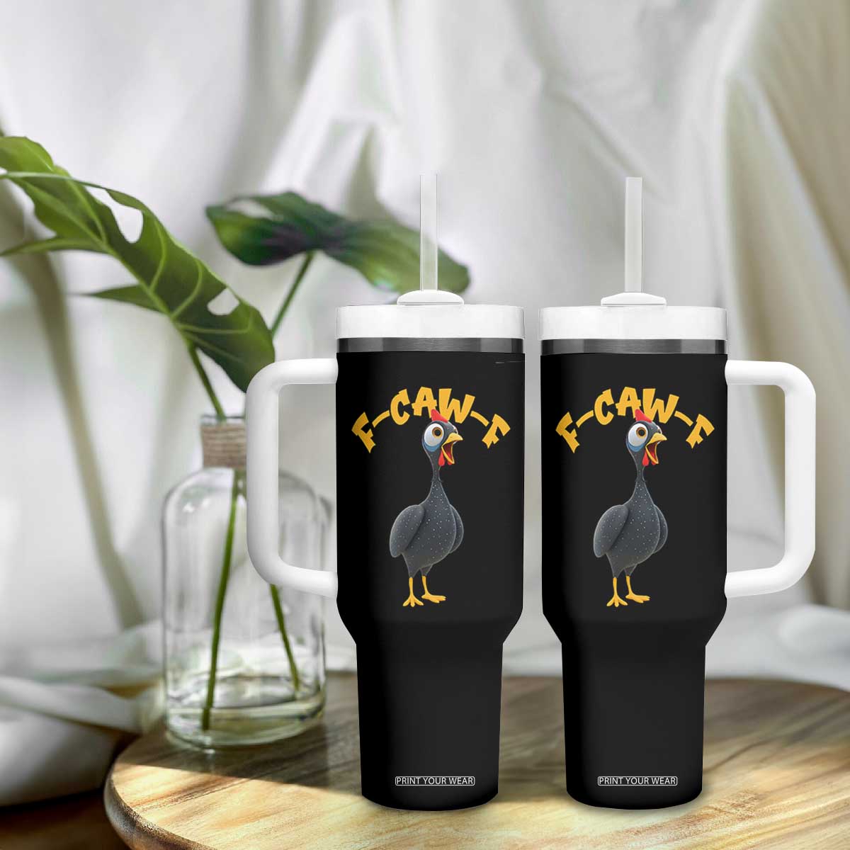 Funny F Caw F Guinea Fowl Tumbler With Handle Cartoon Guinea Bird Poultry Humor TS11 Print Your Wear