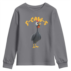 Funny F Caw F Guinea Fowl Youth Sweatshirt Cartoon Guinea Bird Poultry Humor TS11 Charcoal Print Your Wear